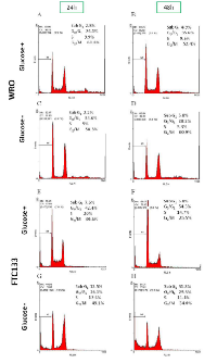 Figure 2:  Different growth response to glucose  availability between WRO and FTC133 cells. 