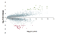 Figure 1: Volcano plot for the differentially expressed genes (DEGs) identified from matching pairs of tumor tissue  and adjacent non-tumor tissue from 45 pancreatic ductal adenocarcinoma (PDAC) patients. 