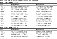 Table 3: List of RNA primers and ChIP-primers used in the study