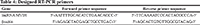 Table 4: Designed RT-PCR primers